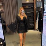 V Yaka Drapeli Payet Elbise