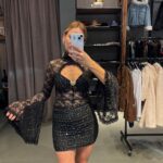 Işıltılı Yarasa Kol Elbise