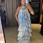 Gül Detaylı Fırfır Elbise